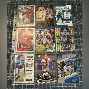 🏈 D’Andre Swift, Lot of 9 NFL Football Trading Cards, Detroit Lion’s
